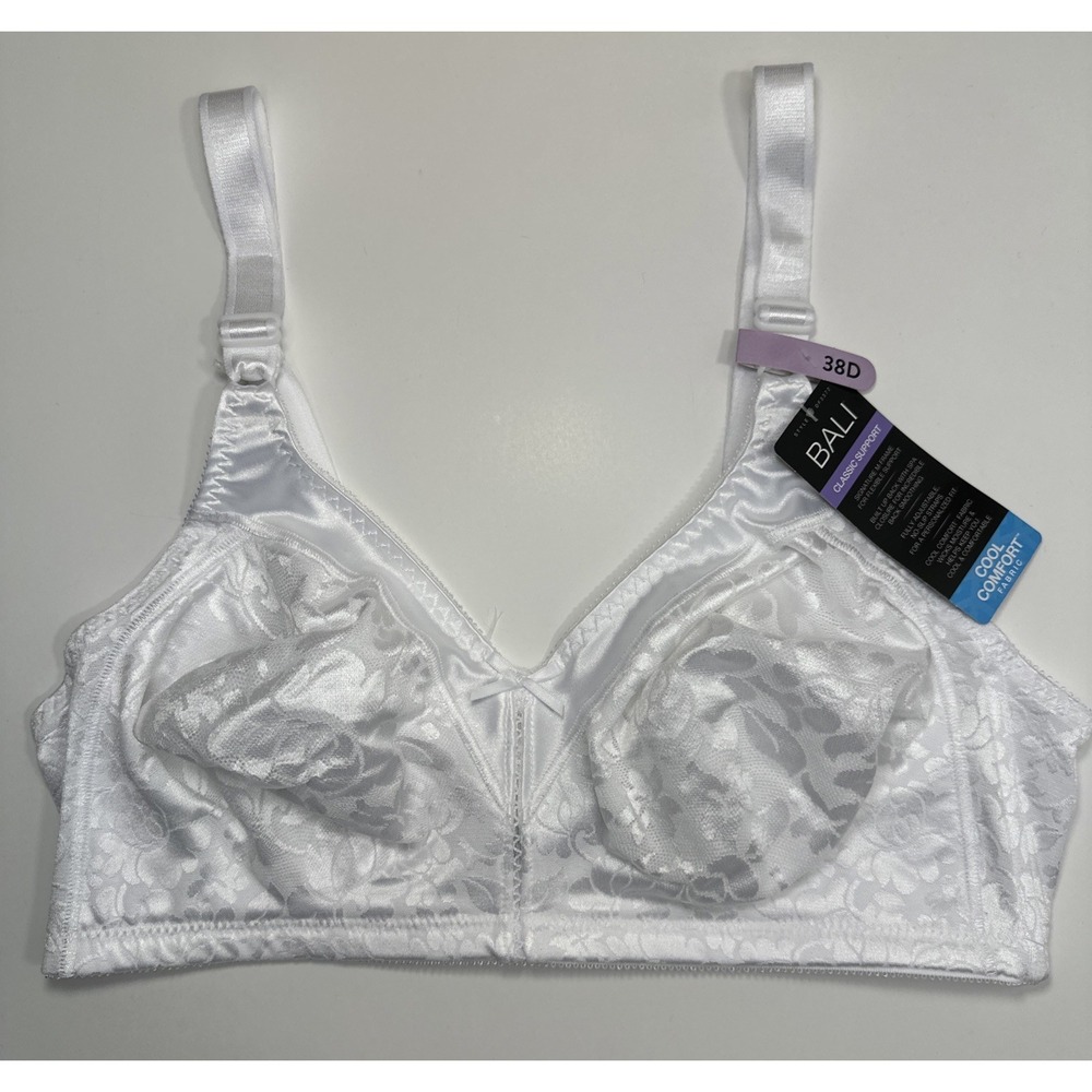 Bali Women's Double Support Spa Closure Wirefree Bra DF3372 White 38D NEW